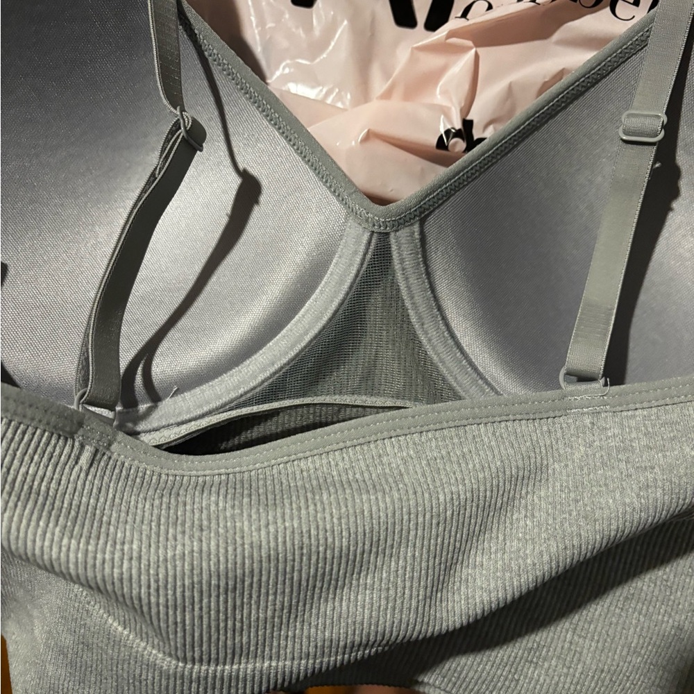Women's Gray Ribbed Bralette - Picture 4 of 4
